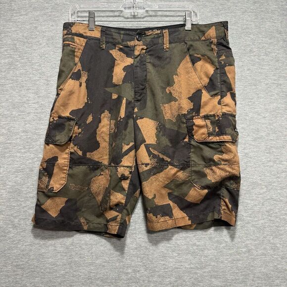 Fox Racing Cargo Shorts Mens Size 34 Green Camouflage Streetwear Motorcycle Logo - Picture 1 of 9